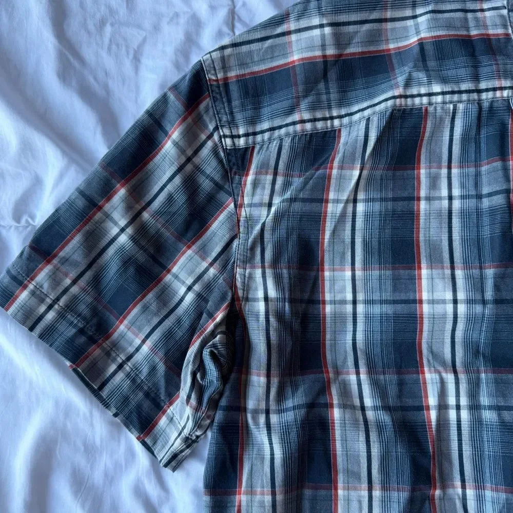 The North Face Navy and White Plaid Shirt M